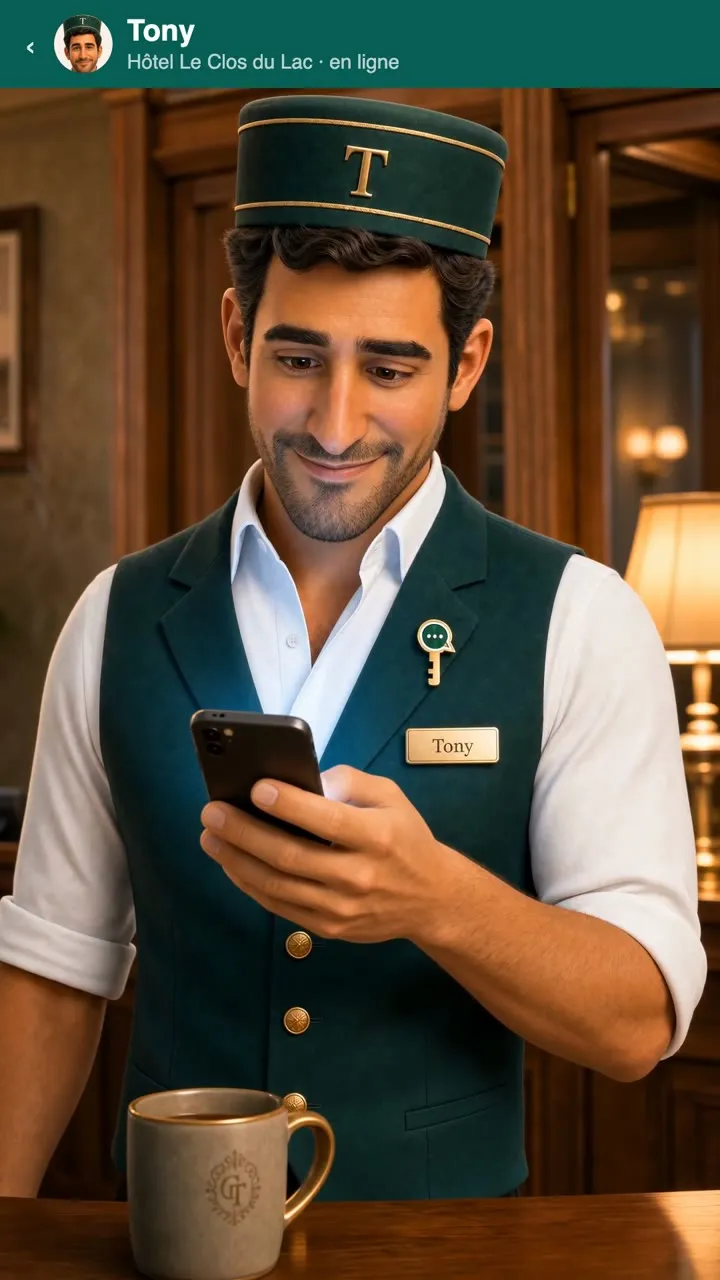 Tony, le concierge WhatsApp, répond à un client de l'hôtel